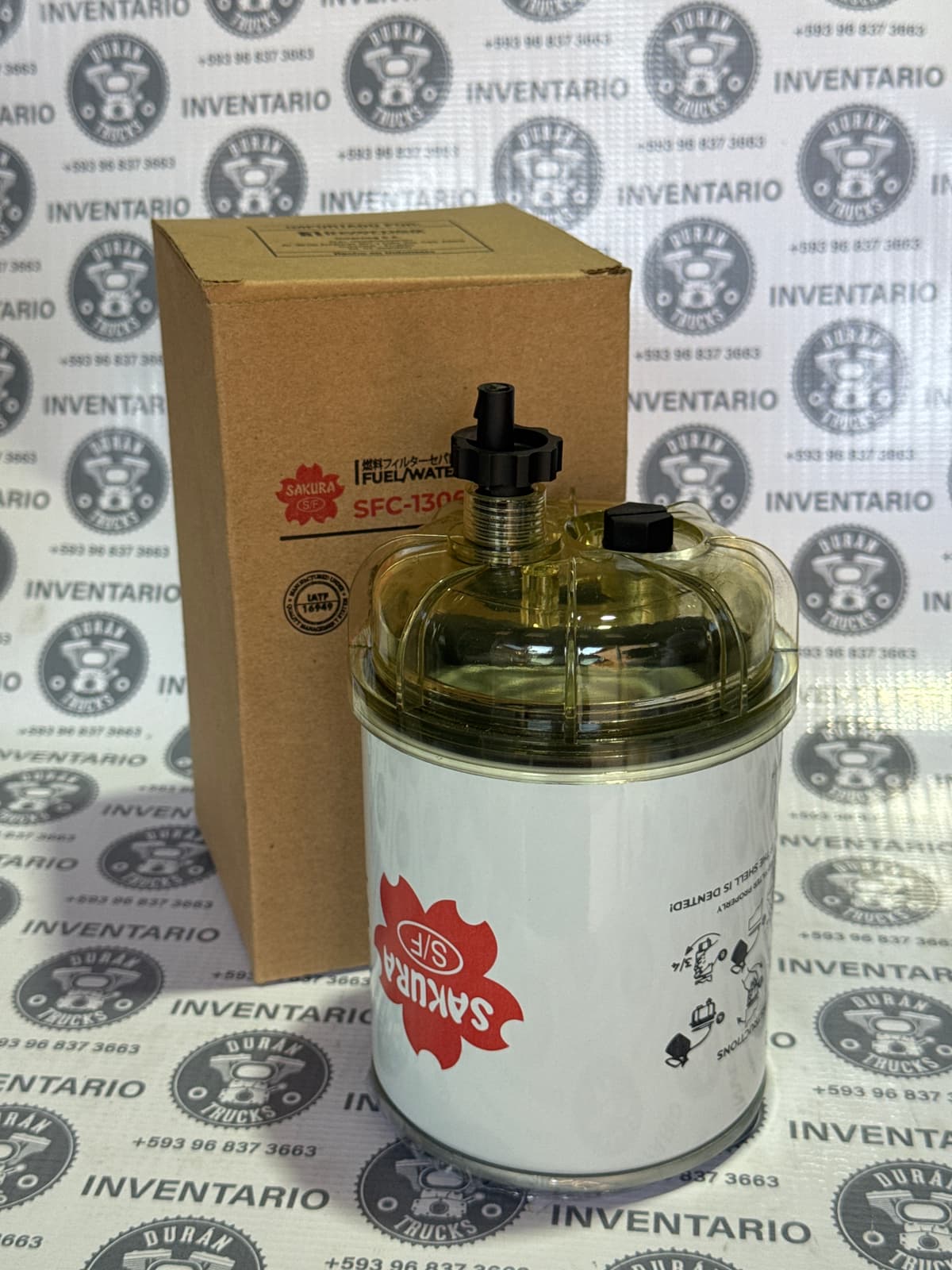 FILTRO DE COMBUSTIBLE CON SEPARADOR DE AGUAR INTERNACIONAL FORD HINO KENWORTH CON VISOR ROSCA 1" X 14 VISOR INCLUIDO