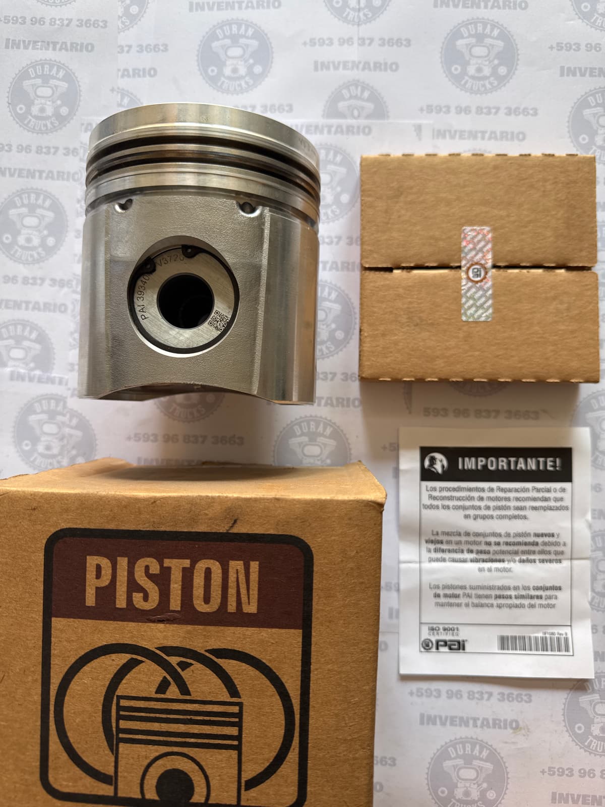 KIT DE PISTON CUMMINS 6CT 8.3 CON RINES, PASADOR , SEGUROS PISTON 3929161