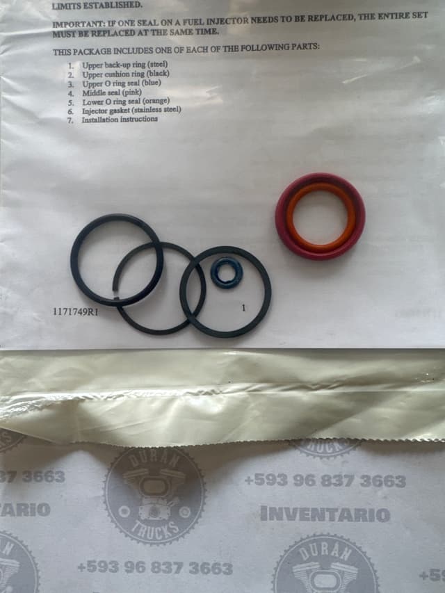 KIT DE SELLOS PARA 1 INYECTOR INTERNATIONAL DT466E DT530E 4700 7400 4400